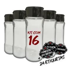 Pote Tempero Kit Potes + 24 Etiquetas Adesivas Porta Condimento T 130
