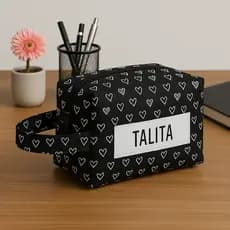 Necessaire Box Personalizada Preta com Corações