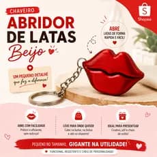 Chaveiro Abridor de Latas Beijo – Prático, Compacto e Estiloso
