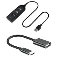 Kit Mobilador Hub USB 4 Portas + Cabo Adaptador OTG Usb Tipo-C Para Celular Tablet Notebook