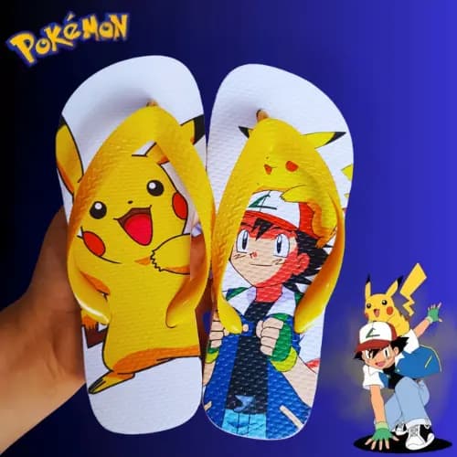 Chinelo Infantil Menino Heróis masculino Sandália de dedo Naruto Sonic filme Pokemon liga da justiça