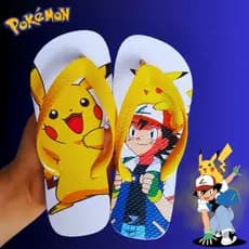 Chinelo Infantil Menino Heróis masculino Sandália de dedo Naruto Sonic filme Pokemon liga da justiça