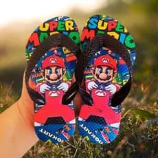 Chinelo Sandalia de Dedo Menina Menino Feminina Masculino Personagens Patrulha Canina Sonic Marvel Minnie Super Mario