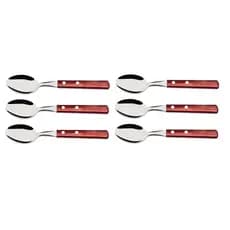 Colher Tramontina Cabo De Madeira Polywood vermelho Jogo 6pç
