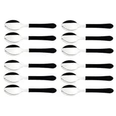 Kit 12 colheres de sopa tramontina leme inox de mesa cabo preto original resistente