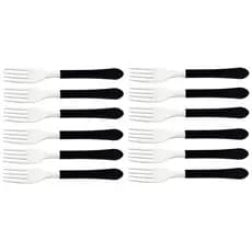 Garfos De Mesa Cozinha Tramontina Leme jogo 12 peças kit faqueiro talheres original cabo preto