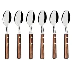 Colher Tramontina Cabo Madeira polywood Inox Jogo Kit 6 unid
