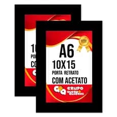 Kit 2 Porta Retratos 10x15 Moldura Revestida Premium Moldura A6 para Foto Tradicional com Acetato