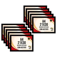 Kit 10 Porta Certificado para Diploma A4 Moldura 21x30 Revestida Premium com Acetato