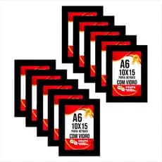 Kit 10 Porta Retrato 10x15 Tamanho A6 Moldura Premium Revestida Cores Variadas com Vidro