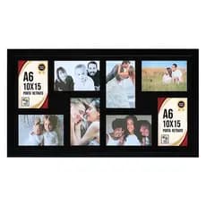 Quadro Painel Multifotos 8 Fotos 10x15 Paspatur Cartão C/ Vidro Moldura