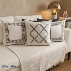 Kit de Capa de Almofada Bordada Suede Decorativa - Escolha Sua Combinação