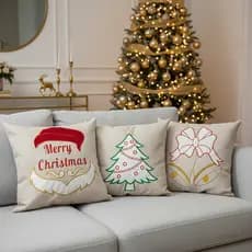 Kit de Natal - Capas de Almofada Bordadas em Tecido Linho Premium - Escolha sua Combinação