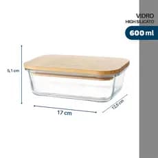 Pote De Vidro Hermético Quadrado Marmita Potes Conjunto Tampa Bambu