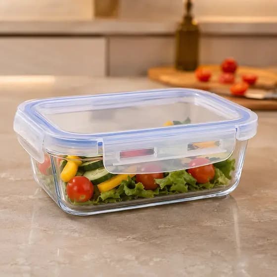 Pote De Vidro Hermético Quadrado Marmita Potes Conjunto 640ml