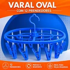 Varal Oval Roupas 10 Prendedores Sortidos Compacto Resistente Fácil Secagem