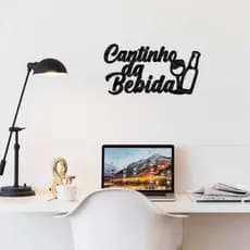Aplique Frase Cantinho da Bebida Decorativa Auto Colante em PET Preto