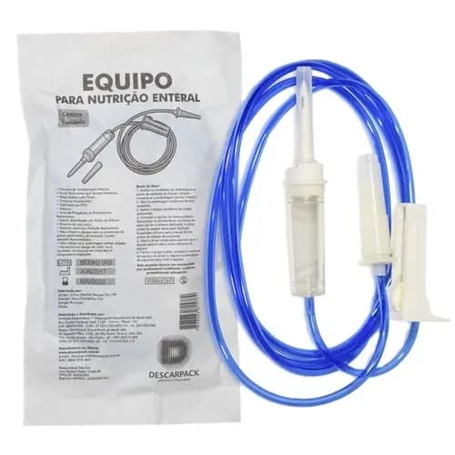 Kit com 15 Equipo Alimentação Para Nutrição Enteral Bico Escalonado Descarpack