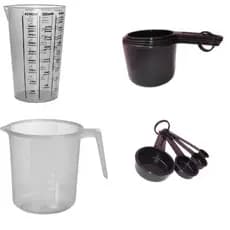 Kit medidores 10 peças PRETO (4 Colheres / 4 Xícaras /1 copo 500 ml fumê / 1 Jarra Graduada 1 Litro)