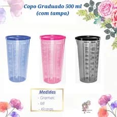 Copo Medidor Graduado Dosador Plástico de 500 ml com tampa  Graduado casa cozinha