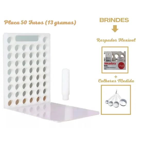 Placa Porcionadora  50 furos 13 gramas + BRINDE! Beijinho e Brigadeiro Gourmet