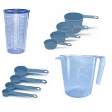 Kit medidores Azul 10 peças (Jarra de 500 ml, 4 Xícaras, 4 Colheres e Copo graduado com tampa)