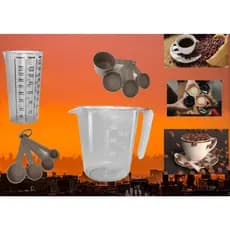 Kit medida 10 peças CAPPUCCINO (4 Colheres / 4 Xícaras / 1 copo 500 ml fumê / 1 Jarra Graduada de 500 ML)