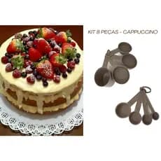 Kit Medidores 8 Peças - Xícaras e Colheres - Cor Cappuccino