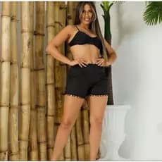 Shortinho De Piscina Saída Verão Com Elástico Na Cintura