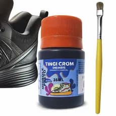 tinta para solado preto borracha de tenis e pincel aplicador
