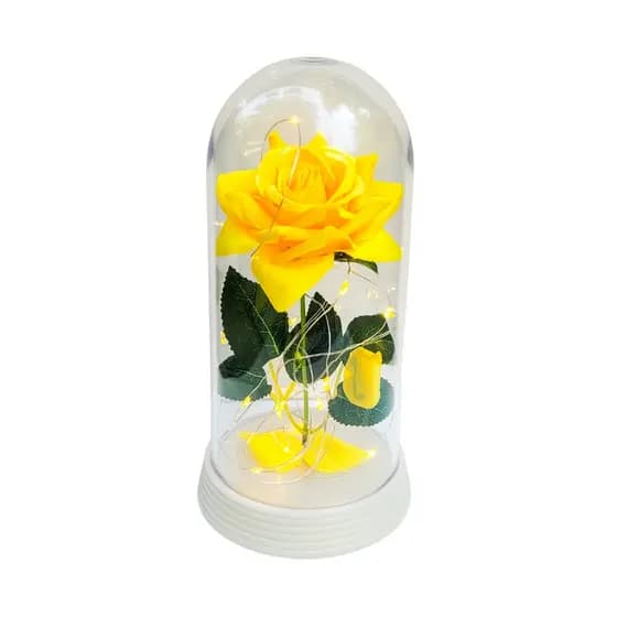 Luminária A Rosa Encantada A Bela e A Fera/ O Pequeno Príncipe Decoração de festa Centro de Mesa G Base Branco Pérola Luzes de LED branco quente Rosa Amarela