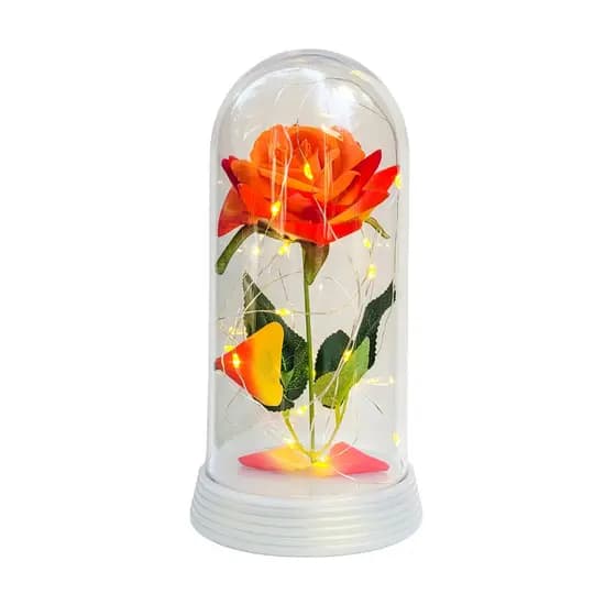 Luminária A Rosa Encantada A Bela e A Fera/ O Pequeno Príncipe Decoração de festa Centro de Mesa G Base Branco Pérola Luzes de LED branco quente Rosa Laranja