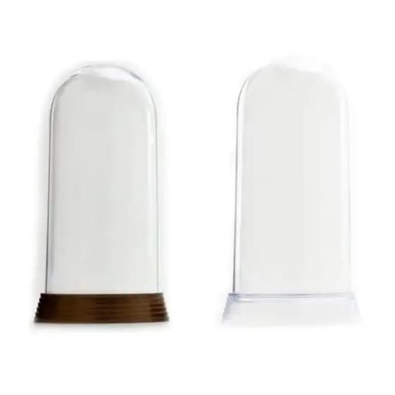 Kit 4 Cúpulas Redomas Cápsulas Acrílico Grandes 20 cm Bases cor Ouro Velho ou "Cristal" transparente