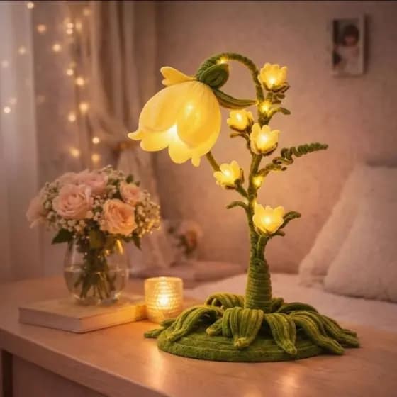 Luminária De Mesa Jardim das Tulipas Encantadas Grande 45 cm de altura Presente para Namorada Flor Mágica Encanto