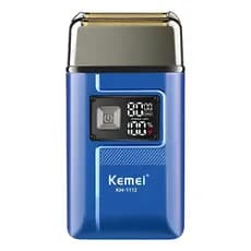 Barbeador Aparador Kemei Km-1112 Azul Bivolt 2 Lâminas Usb 120min 127/220v