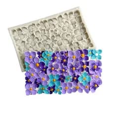 FORMA MOLDE SILICONE FLORES FLORAL VIOLETAS FONDANT RESINA