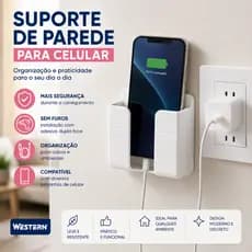 Suporte De Celular Com Adesivo Para Gruda Na Parede Fixação em Móvel Cozinha Banheiro Plástico Porta