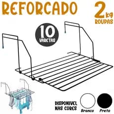 Varal Dobrável Portátil Apartamento Porta Janela Seca Flick Preto ou Branco