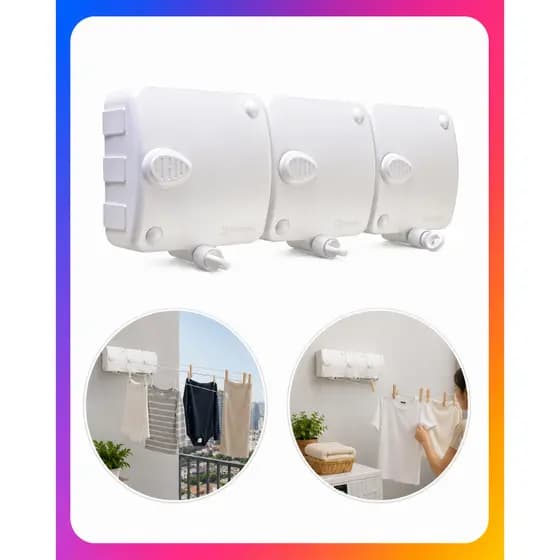 Varal Retrátil De Parede 6 Metros Automático Modular Recolhimento Kit Completo Stendmax Lavanderia