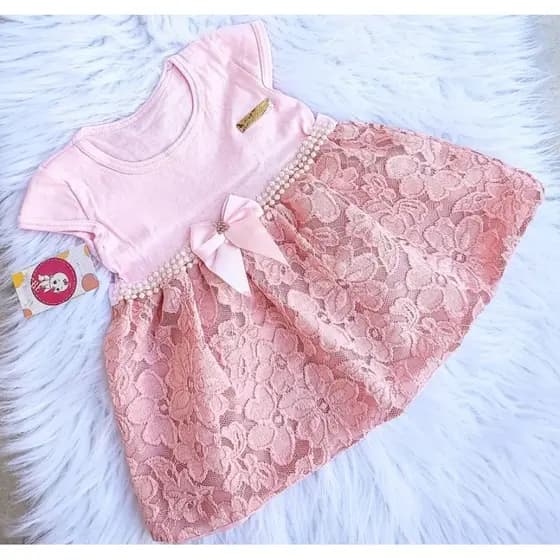 Vestido para bebês festas batizados de 0 a 7 meses