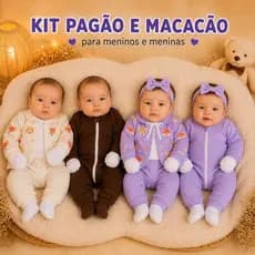 Pagão e Macacão RN Bebê Recém-Nascido 0 a 3 Meses Conjunto 6 Peças