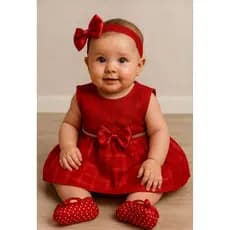 Vestido Luxo  Festas Baby + Calcinha Bunda Rica E Laço.