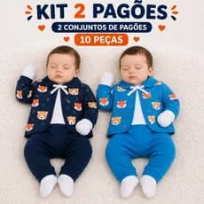 Kit  2 Pagão Bebê 8 ou 10  Peças Recém-Nascido 0-3 Meses 100% Algodão Completo