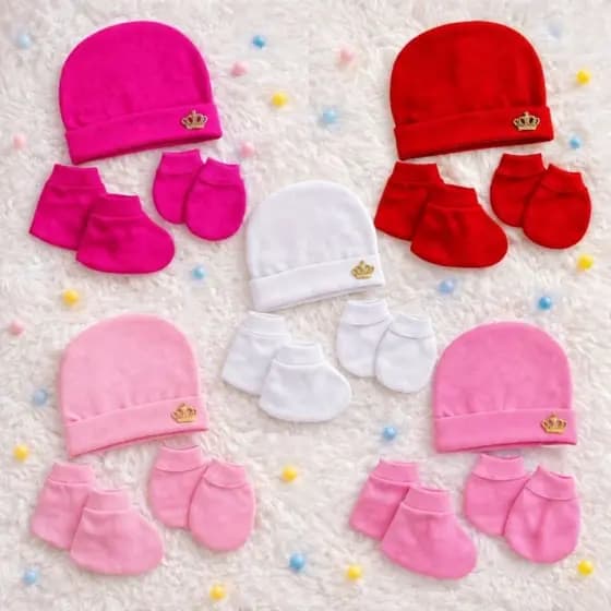 Kit Toucas Bebê + Sapatinho + Luvinha menina e menino –RN 0–3 Meses