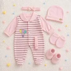 macacão bebe menina recém-nascido com touca+ sapatinho e luvinhas kit completo