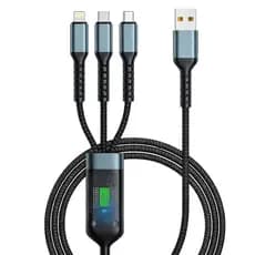 Cabo de Carregamento Rápido Multi 3 Saídas Compatível Com Lightning Usb C