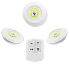 3 Lâmpadas Luminaria Led Sem Fio Ideal para Armários 1 Controle Remoto