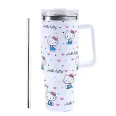 Copo com Canudo Térmico Bebidas Geladas Quente Inox 1200ml com Alça Infantil