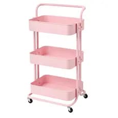 Carrinho Multiuso Auxiliar Estetica Cozinha 3 Andares Rosa