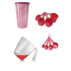 Medidores kit-10 peças ROSA - Copo Rosa 500 ml COM TAM PA / Jarra 600 ml/ Colheres / Xícaras.